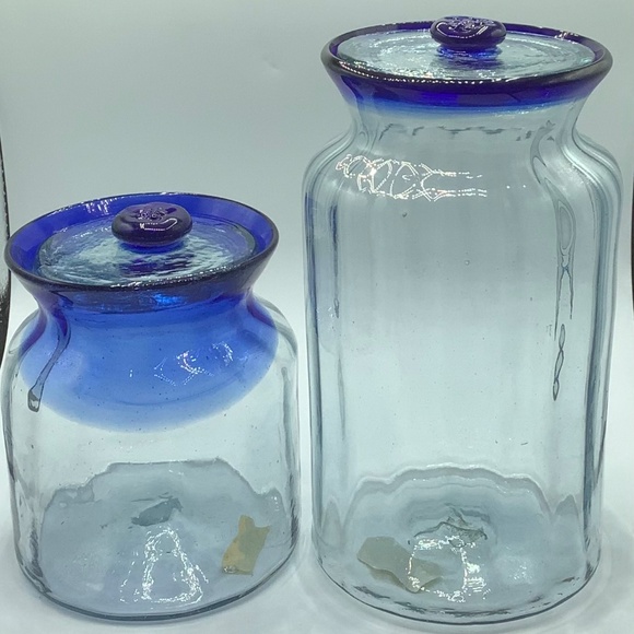 Hachar Blown Glass Canisters Crafted in Mexico - Picture 1 of 7